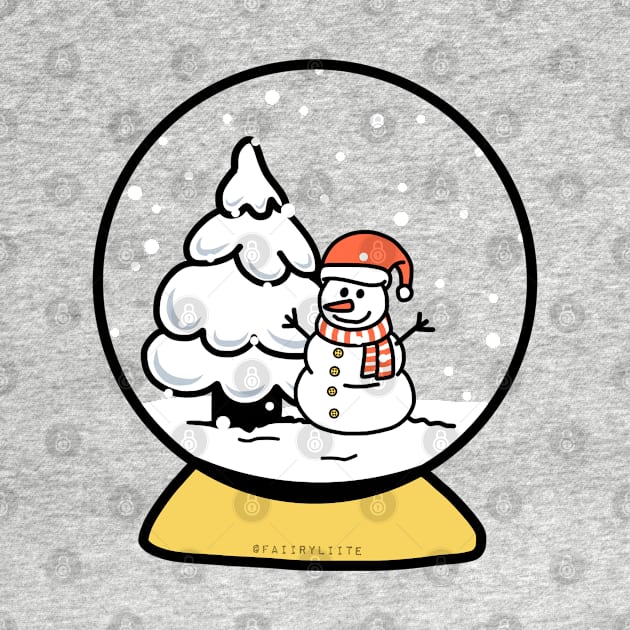 Christmas Snowman With A Santa Hat In Snow Globe by faiiryliite